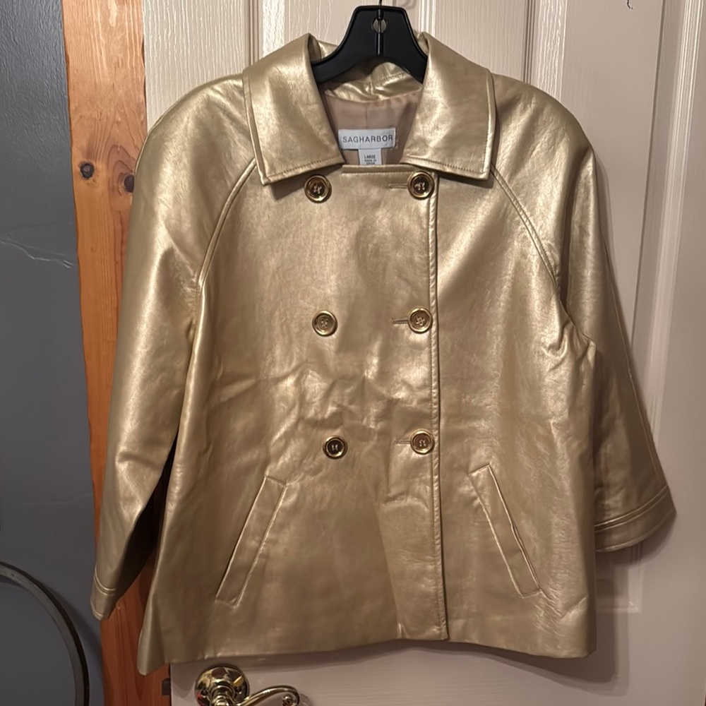 Sag Harbor Gold Trench Coat with Glossy Finish